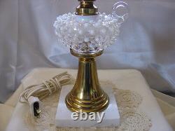 FENTONGLASSVINTAGE60sXSRCFR WHITE OPALESCENTHOBNAILMINIATURE STUDENT LAMP