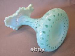 FENTON Art Glass Light Blue COIN DOT OPALESCENT Jack in the Pulpit 11.5 T Vase