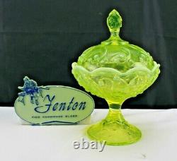FENTON Candy Dish Topaz Opalescent Lily of the Valley 8484TO