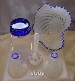 FENTON GLASSMINTVINTAGE1930sBLUE RIDGECRESTOPALESCENTNYMPH6pcSET