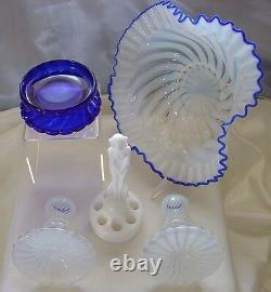 FENTON GLASSMINTVINTAGE1930sBLUE RIDGECRESTOPALESCENTNYMPH6pcSET