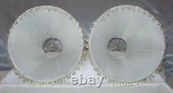 FENTON GLASSVINTAGESRC40sPAIR20LAMP(s)LIME OPALESCENTCOIN DOT+SHADESXLNT