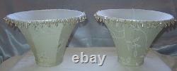 FENTON GLASSVINTAGESRC40sPAIR20LAMP(s)LIME OPALESCENTCOIN DOT+SHADESXLNT