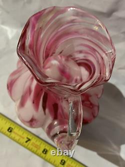FENTON GLASS VINTAGE 60s SEARSs CRANBERRY ROSE MIST VASA MURRHINA OPALESCENT JUG