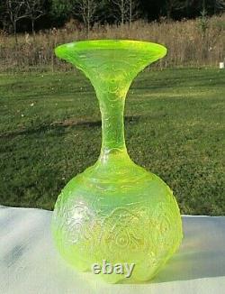 FENTON Levay Topaz Opalescent Persian Medallion Footed VASE 6H Signed 13/300