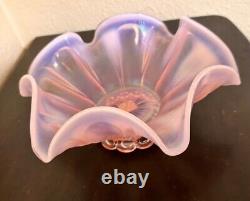 FENTON Pink Opalescent Art Glassware Vintage Candy Dish Mint Condition