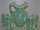 Fenton Water Set Daisy & Fern Springtime Green Opalescent 5pc Rare! Freeusaship