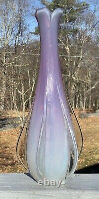 FINE Mid-Century Murano Pink Opaline LARGE Hand-Blown Italy Glass Vase Lamp Base