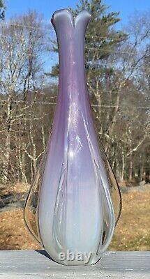 FINE Mid-Century Murano Pink Opaline LARGE Hand-Blown Italy Glass Vase Lamp Base