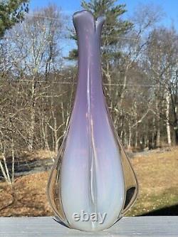 FINE Mid-Century Murano Pink Opaline LARGE Hand-Blown Italy Glass Vase Lamp Base