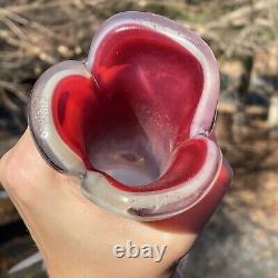 FINE Mid-Century Murano Pink Opaline LARGE Hand-Blown Italy Glass Vase Lamp Base