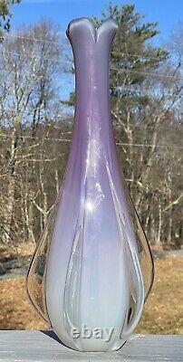 FINE Mid-Century Murano Pink Opaline LARGE Hand-Blown Italy Glass Vase Lamp Base