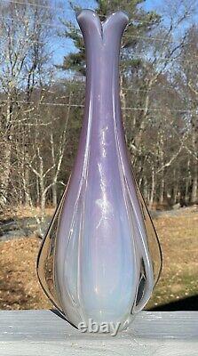 FINE Mid-Century Murano Pink Opaline LARGE Hand-Blown Italy Glass Vase Lamp Base