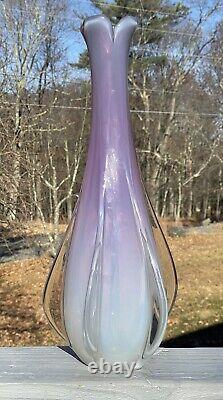 FINE Mid-Century Murano Pink Opaline LARGE Hand-Blown Italy Glass Vase Lamp Base