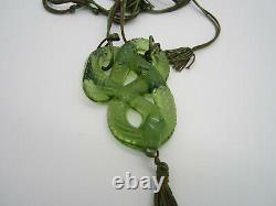 Fabulous Large LALIQUE Serpent Snake Savior Faire Opalescent Green Necklace