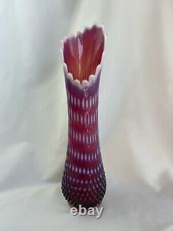 Fenton 16.5 Plum Opalescent Hobnail Art Glass Swung Vase Lovely