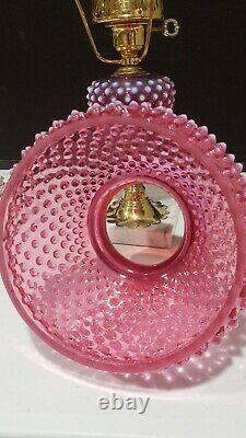 Fenton 18 Vintage Cranberry Opalescent Hobnail Lamp with Marble Base