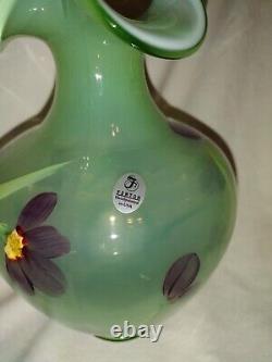 Fenton 2006 Splendor in Glass Opaline on Fern Green Overlay Vase