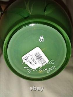 Fenton 2006 Splendor in Glass Opaline on Fern Green Overlay Vase