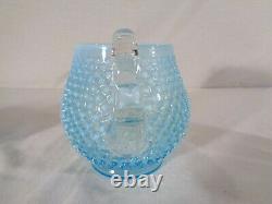 Fenton 7 Pc. Juice Set in Blue Opalescent Hobnail circa 1941/55