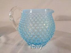 Fenton 7 Pc. Juice Set in Blue Opalescent Hobnail circa 1941/55