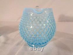 Fenton 7 Pc. Juice Set in Blue Opalescent Hobnail circa 1941/55