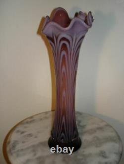 Fenton Amethyst Opalescent Reverse Drapery Boggy Bayou Novelty Vase