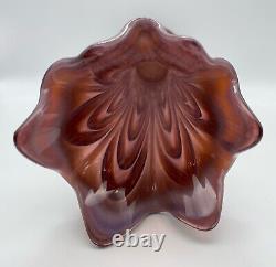 Fenton Amethyst Opalescent Reverse Drapery Boggy Bayou Purple Swung Vase Glows