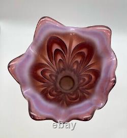 Fenton Amethyst Opalescent Reverse Drapery Boggy Bayou Purple Swung Vase Glows