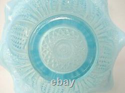 Fenton Aqua Blue Opalescent Iridized Punchbowl with Stand 8 Tumblers 4270 SN