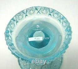 Fenton Aqua Blue Opalescent Iridized Punchbowl with Stand 8 Tumblers 4270 SN