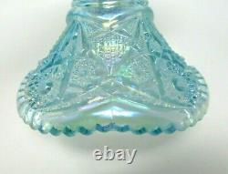 Fenton Aqua Blue Opalescent Iridized Punchbowl with Stand 8 Tumblers 4270 SN