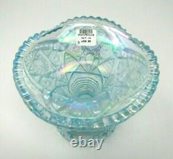 Fenton Aqua Blue Opalescent Iridized Punchbowl with Stand 8 Tumblers 4270 SN