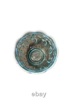 Fenton Aqua Blue Opalescent Lily of the Valley Candy Dish Bowl Art Glass