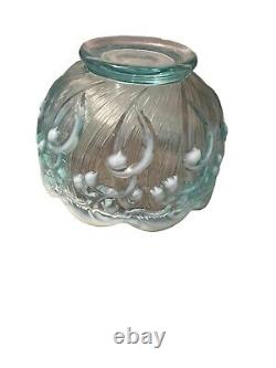 Fenton Aqua Blue Opalescent Lily of the Valley Candy Dish Bowl Art Glass