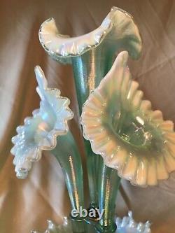 Fenton Art Glass 2000 Willow Green Opalescent Epergne Frank Fenton signed. RARE