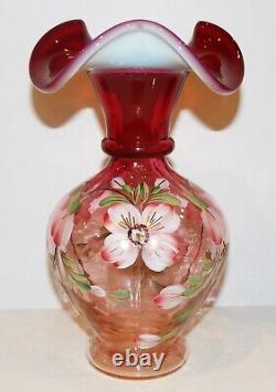 Fenton Art Glass 2004 Gold Treasures Collection Topaz Amberina Opalescent Vase