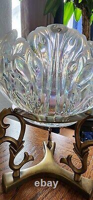 Fenton Art Glass 95th Empress Lotus Bowl French Opalescent with Stand & Stickers
