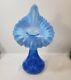 Fenton Art Glass Blue Opalescent Daisy & Fern Jip Jack In Pulpit Vase 11