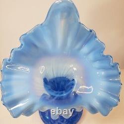 Fenton Art Glass Blue Opalescent Daisy & Fern JIP Jack in Pulpit Vase 11