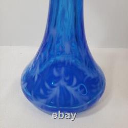 Fenton Art Glass Blue Opalescent Daisy & Fern JIP Jack in Pulpit Vase 11