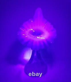 Fenton Art Glass Blue Opalescent Daisy & Fern JIP Jack in Pulpit Vase 11
