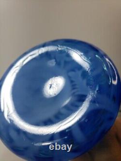 Fenton Art Glass Blue Opalescent Daisy & Fern JIP Jack in Pulpit Vase 11