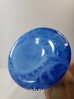 Fenton Art Glass Blue Opalescent Daisy & Fern JIP Jack in Pulpit Vase 11