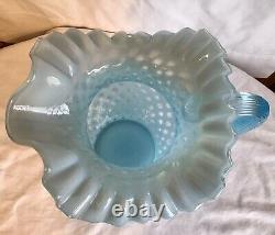 Fenton Art Glass Blue Opalescent Honeycomb Pitcher