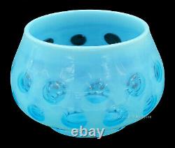 Fenton Art Glass Coin Dot #1522 Blue Opalescent Covered Candy Dish SUPER NICE