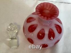 Fenton Art Glass Cranberry Opalescent Coin Dot Perfume Bottle