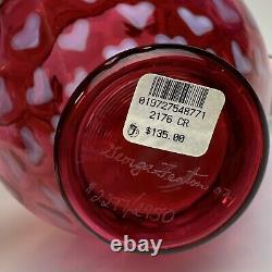 Fenton Art Glass Cranberry Opalescent Heart 10 1/2 Basket Limited Edition