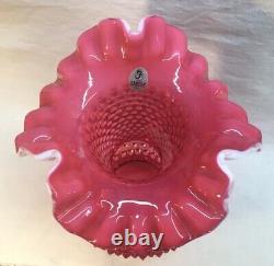 Fenton Art Glass Cranberry Opalescent Hobnail 10 1/2 Tall Vase