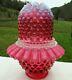 Fenton Art Glass Cranberry Opalescent Hobnail Lamp 3/pc Fairy Lamp